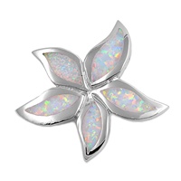 Silver Lab Opal Pendant - Flower