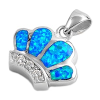 Silver Lab Opal Pendant - Crown