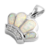 Silver Lab Opal Pendant - Crown