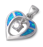 Silver Lab Opal Pendant - Heart