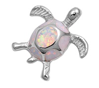 Silver Lab Opal Pendant - Turtle