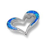 Silver Lab Opal Pendant - Heart