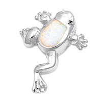 Silver Lab Opal Pendant - Frog