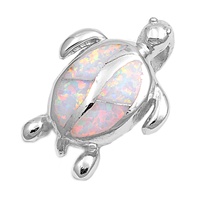 Silver Lab Opal Pendant - Turtle