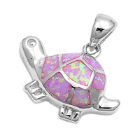 Silver Lab Opal Pendant - Turtle