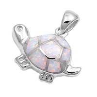 Silver Lab Opal Pendant - Turtle