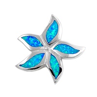 Silver Lab Opal Pendant - Flower