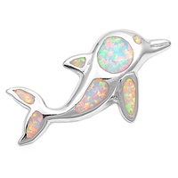Silver Lab Opal Pendant - Dolphin