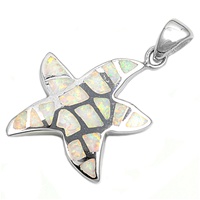 Silver Lab Opal Pendant - Starfish