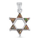 Silver Lab Opal Pendant - Star of David