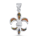 Silver Lab Opal Pendant - Fleur De Lis