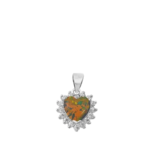 Silver Lab Opal Pendant - Heart