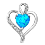 Silver Lab Opal Pendant - Heart