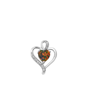 Silver Lab Opal Pendant - Heart