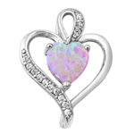 Silver Lab Opal Pendant - Heart