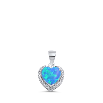 Silver Lab Opal Pendant - Heart