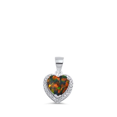 Silver Lab Opal Pendant - Heart