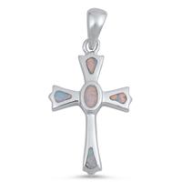 Silver Lab Opal Pendant - Cross