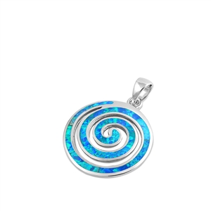 Silver Lab Opal Pendant - Spiral