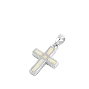 Silver Lab Opal Pendant - Cross