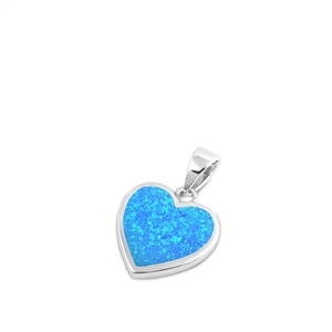 Silver Lab Opal Pendant - Heart