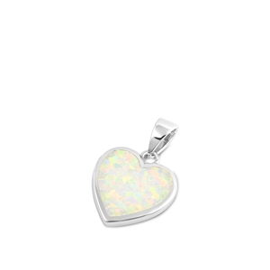 Silver Lab Opal Pendant - Heart