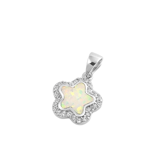 Silver Lab Opal Pendant - Flower