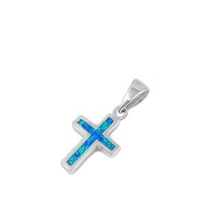 Silver Lab Opal Pendant - Cross