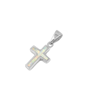 Silver Lab Opal Pendant - Cross