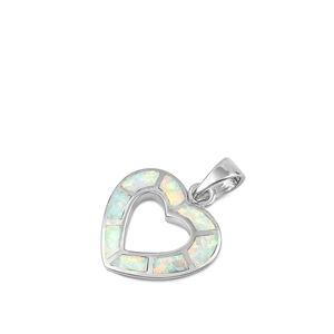 Silver Lab Opal Pendant - Heart