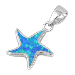 Silver Lab Opal Pendant - Starfish