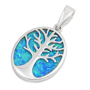 Silver Lab Opal Pendant - Tree of Life