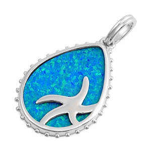 Silver Lab Opal Pendant - Starfish