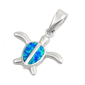 Silver Lab Opal Pendant - Turtle