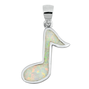 Silver Lab Opal Pendant - Music Note