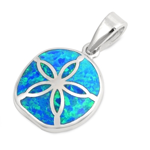 Silver Lab Opal Pendant - Sand Dollar