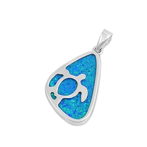 Silver Lab Opal Pendant - Turtle