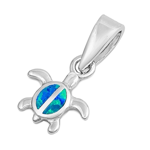 Silver Lab Opal Pendant - Turtle