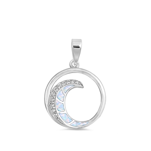 Silver Lab Opal Pendant - Wave