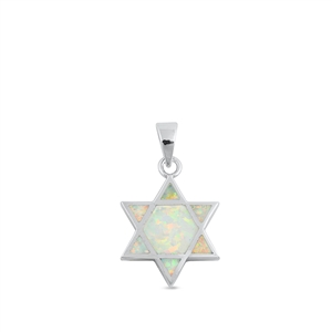 Silver Lab Opal Pendant - Jewish Star