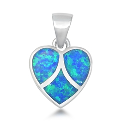 Silver Lab Opal Pendant - Heart