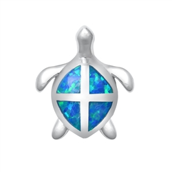 Silver Lab Opal Pendant - Turtle