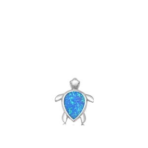 Silver Lab Opal Pendant - Turtle