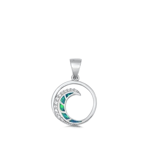 Silver Lab Opal Pendant - Wave