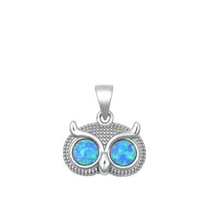 Silver Lab Opal Pendant - Owl Head