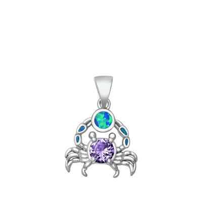 Silver Lab Opal Pendant - Crab