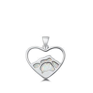 Silver Lab Opal Pendant - Mountain Heart