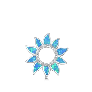 Silver Lab Opal Pendant - Sun