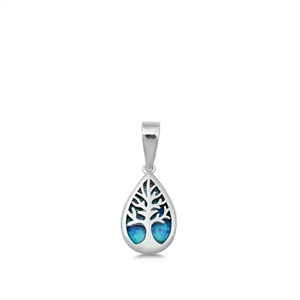Silver Lab Opal Pendant - Tree of Life