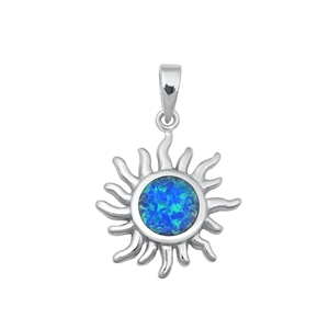 Silver Lab Opal Pendant - Sun